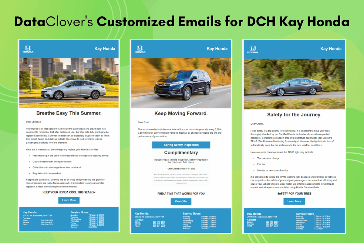 Customized Emails for DCH Kay Honda by DataClover