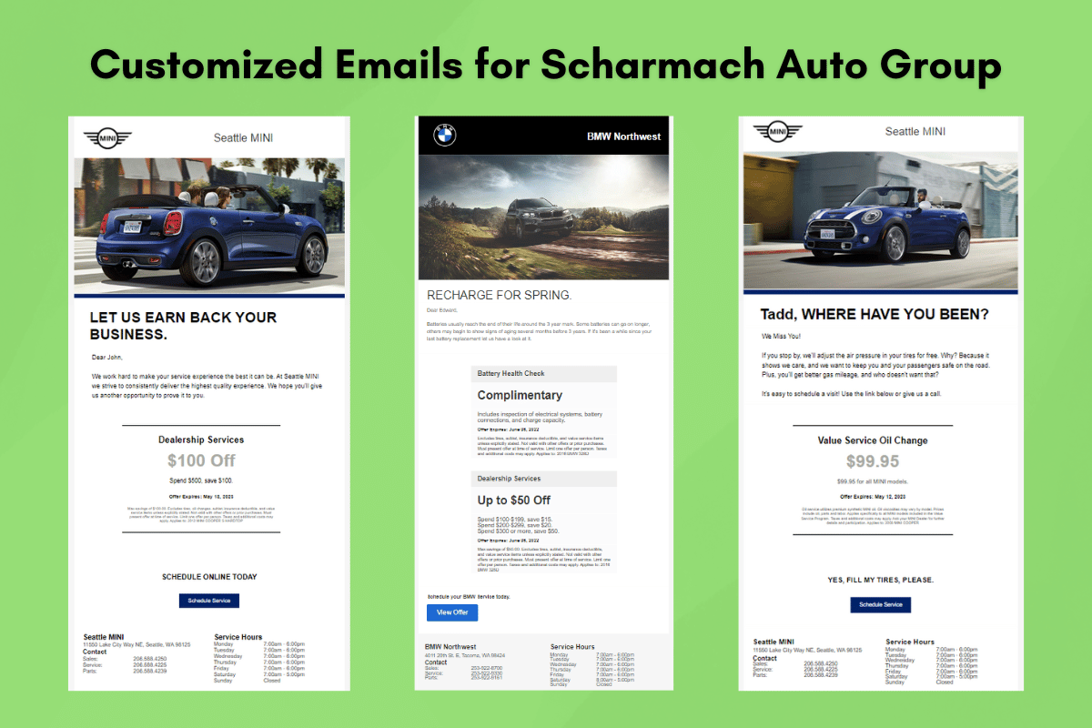 Scharmach Auto Group Custom Emails by DataClover
